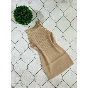 DAIMARAN Barcelona Women's Tank Top Slim Fit Beige Sleeveless Details Buttons S